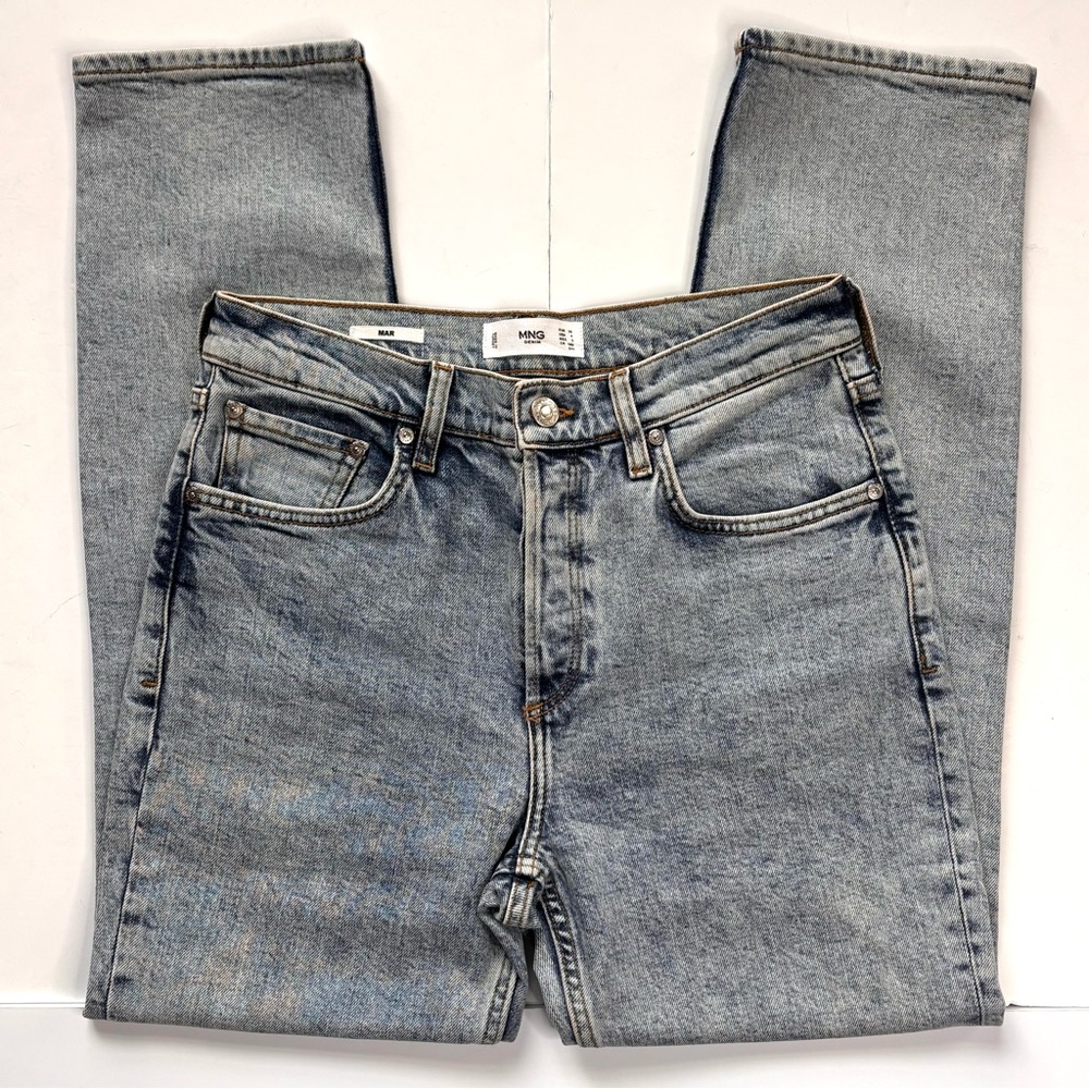Mango MNG MAR Denim Button Fly Jeans in Faded Blue-grey Size 4